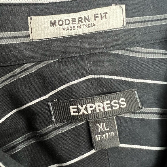 Express Black Stripe French Cuff Dress Shirt XL 17-17.5 34/35 - Picture 3 of 3
